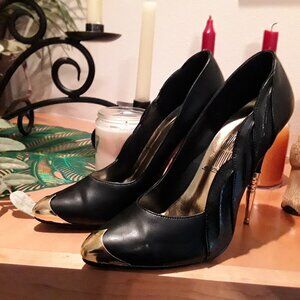 sz 6 black metal spike pumps, fetish/party